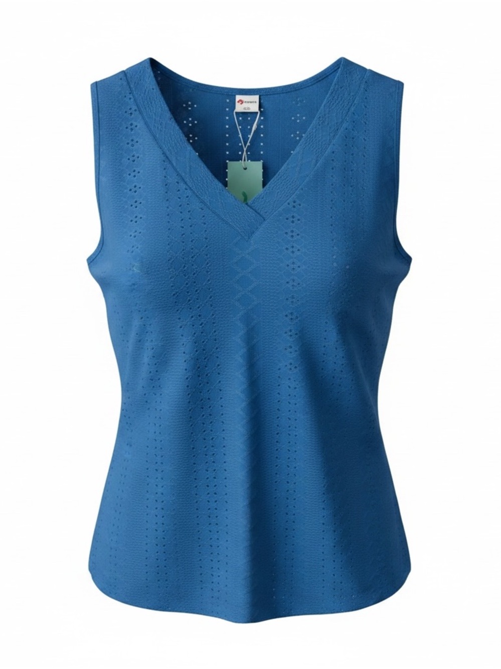 Blue Sleeveless V-Neck Knit Top